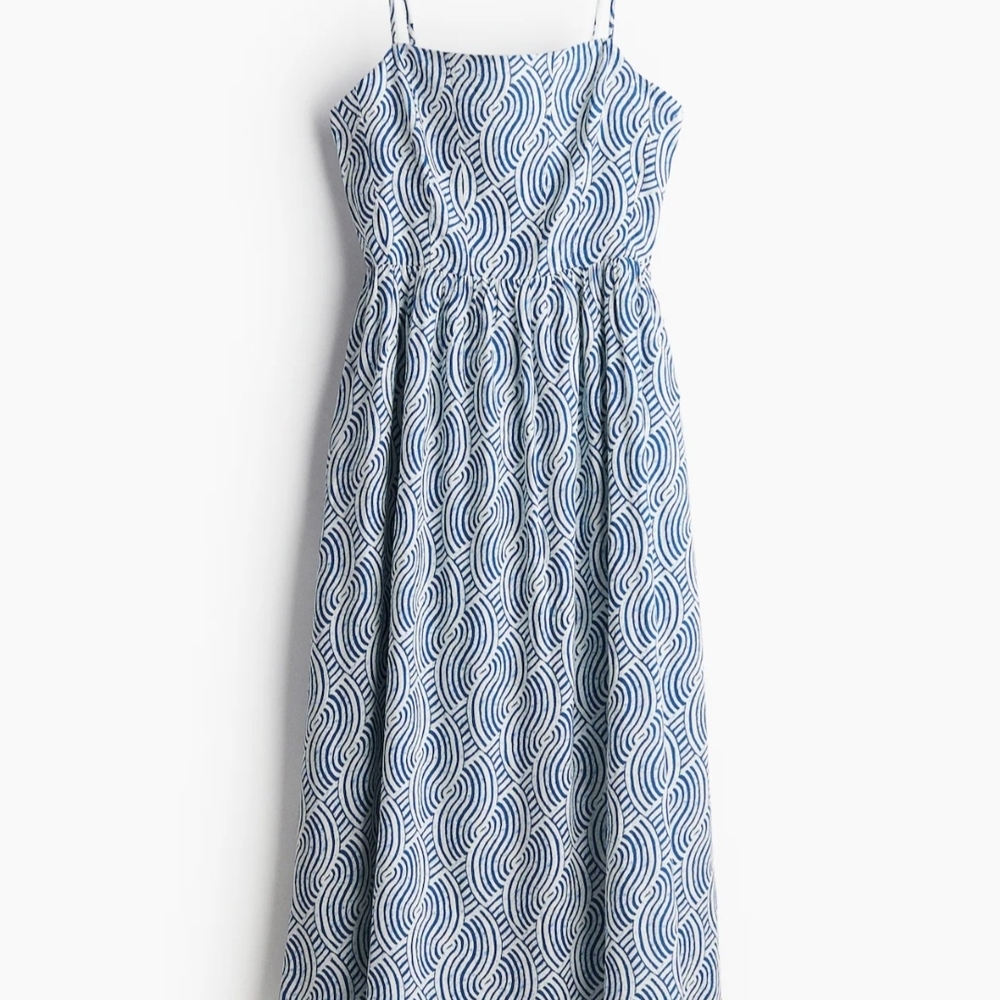 SOLD - H&M Blue and White Patterned Maxi Dress